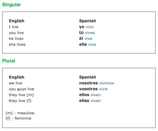 Subject Pronouns and Subject/Verb Agreement - SPANISH RESOURCES